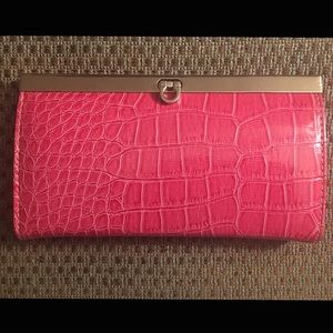 Pink faux leather target wallet